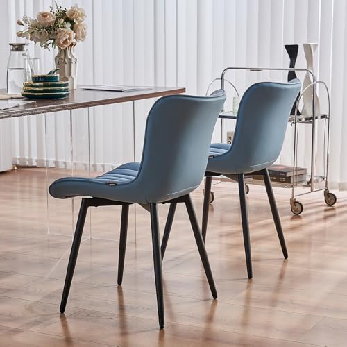 YOUNUOKE Dining Chairs Set of 2 Mid-Century Modern Kitchen Chairs Blue