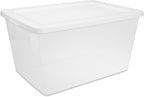 2-Pack 58 Quart Clear Storage Bins with Snap-On White Lids, Stackable Plastic Containers for Home Organization, Closet, Bedroom, Garage Storagea