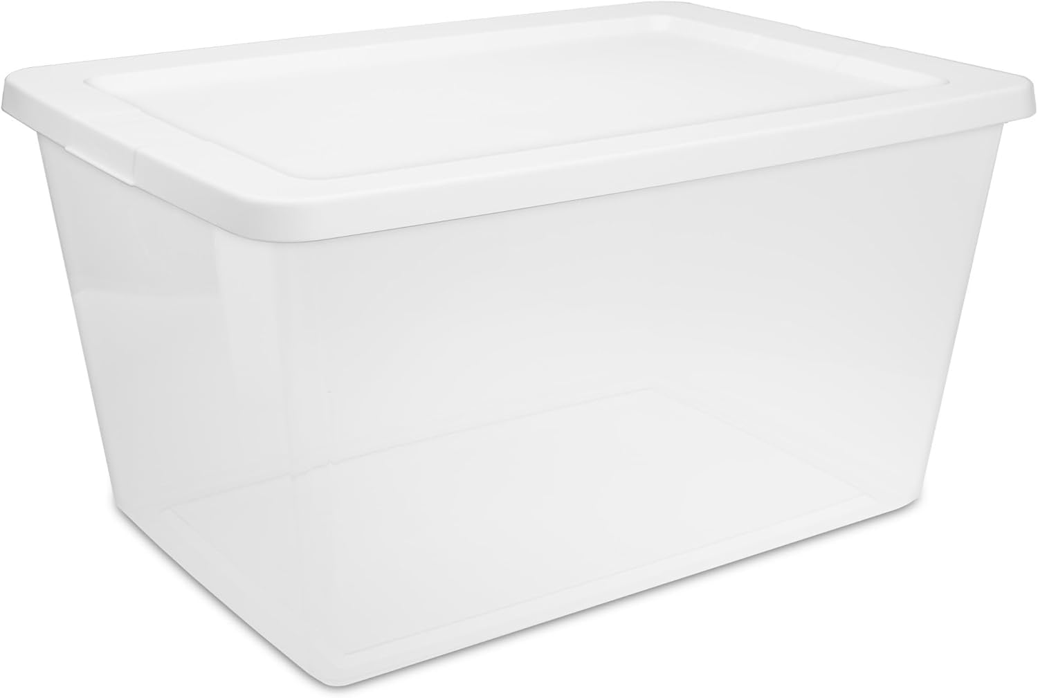 2-Pack 58 Quart Clear Storage Bins with Snap-On White Lids, Stackable Plastic Containers for Home Organization, Closet, Bedroom, Garage Storagea