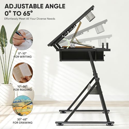 Magshion Drafting Table for Adults w/Stool, Natural