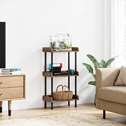 Hosfais Bookshelf Small Book Shelf 3 Tier Wood Bookcase