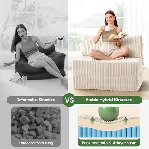 Convertible 4-in-1 Folding Sofa Bed Sleeper Chair Couch Foldable Chaise Loung...