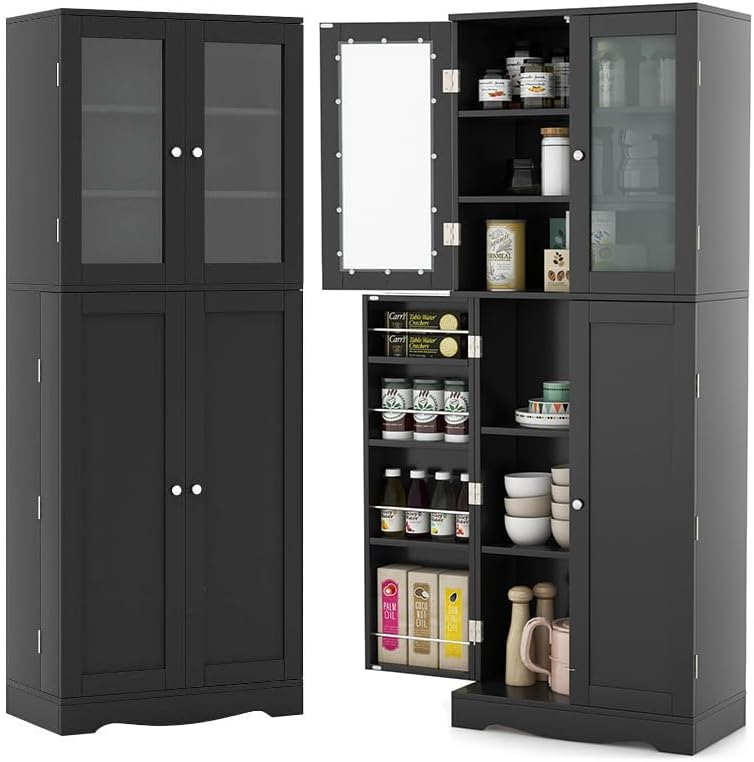 LOKO 63.5" Tall Kitchen Pantry Storage Cabinet, Freestanding Food Storag...