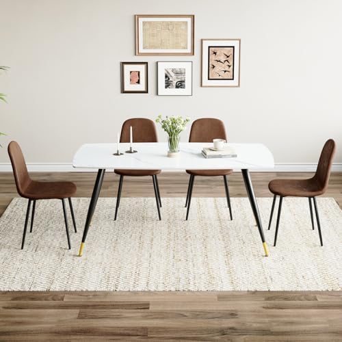 Table and Chairs Set of 4, Dining Room Table Set for 4, Sintered Stone Kitche...