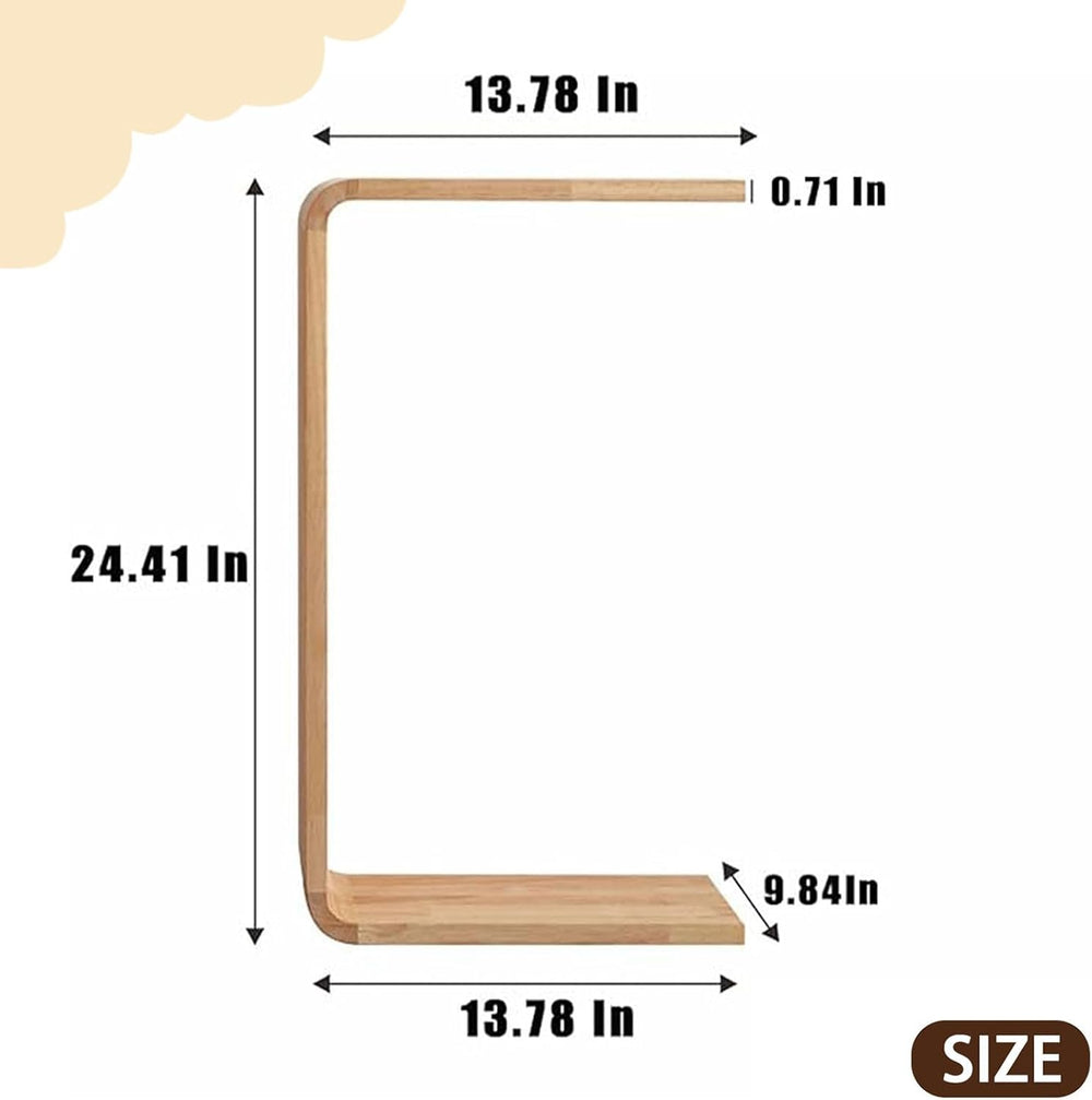 Small Side Table for Couch C-Shaped End Table Solid Wood Sofa Table Living Be...