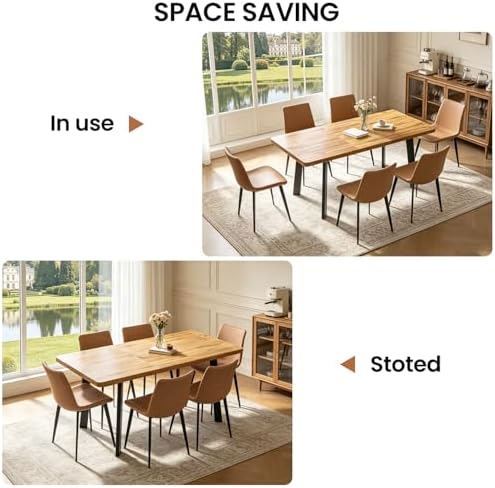 47.2"-63" Expandable Dining Room Table Set for 4-8 People, Walnut |...