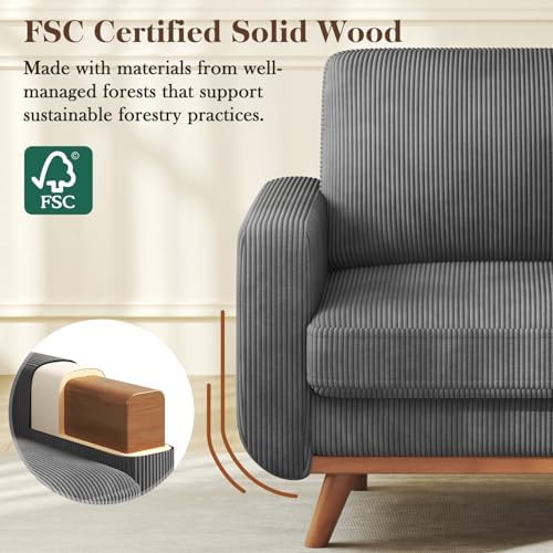 Vesgantti 38.5" Accent Chair Dark Gray, Comfy Corduroy Single Sofa Seat ...