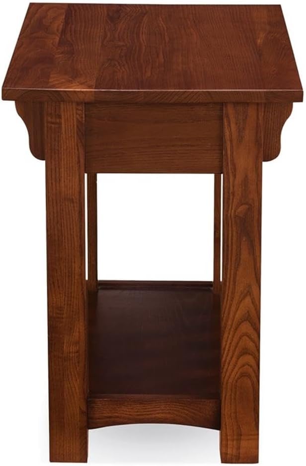 MAKLAINE Mission Oak Chairside Table, Solid Ash Wood with Medium Oak Finish, ...