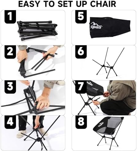 Camping Backpack - Aviation Aluminum Table Frame + 2 Folding Camping Chairs,+...