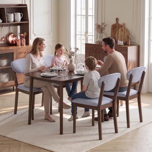 HOMCOM 5-Piece Dining Table Set for 4 with Solid Wood Frame, Light Gray