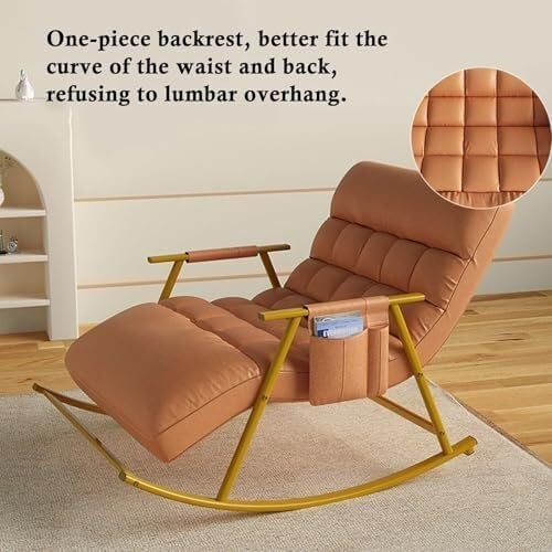 Lazy Sofa Rocking Chair Double Position Glider with Storage Pocket, Soft Cush...