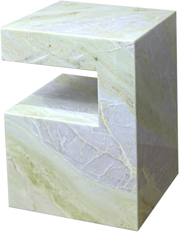 Natural Marble C-Shaped End Table, Luxurious Handmade Coffee Table Suitable f...