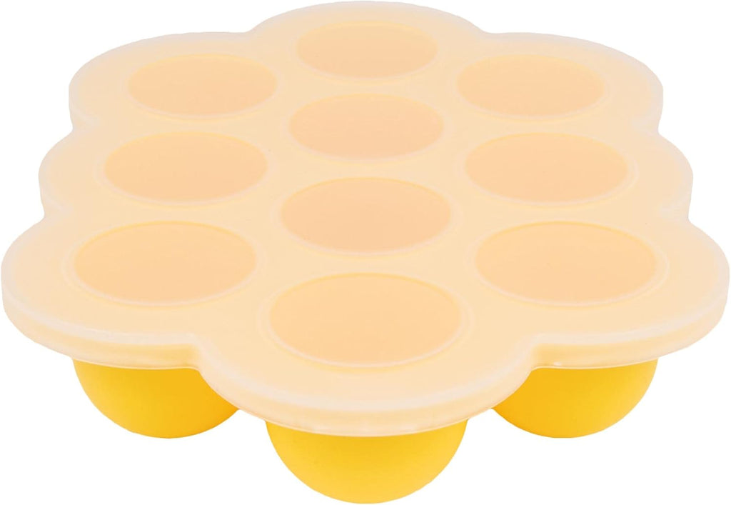 WeeSprout Silicone Freezer Tray with Clip on Lid Perfect Food Storage Container for Homemade Baby Food, Vegetable, Fruit Purees, and Breast Milk (Bright Yellow, Ten 1.5 Ounce Sections)