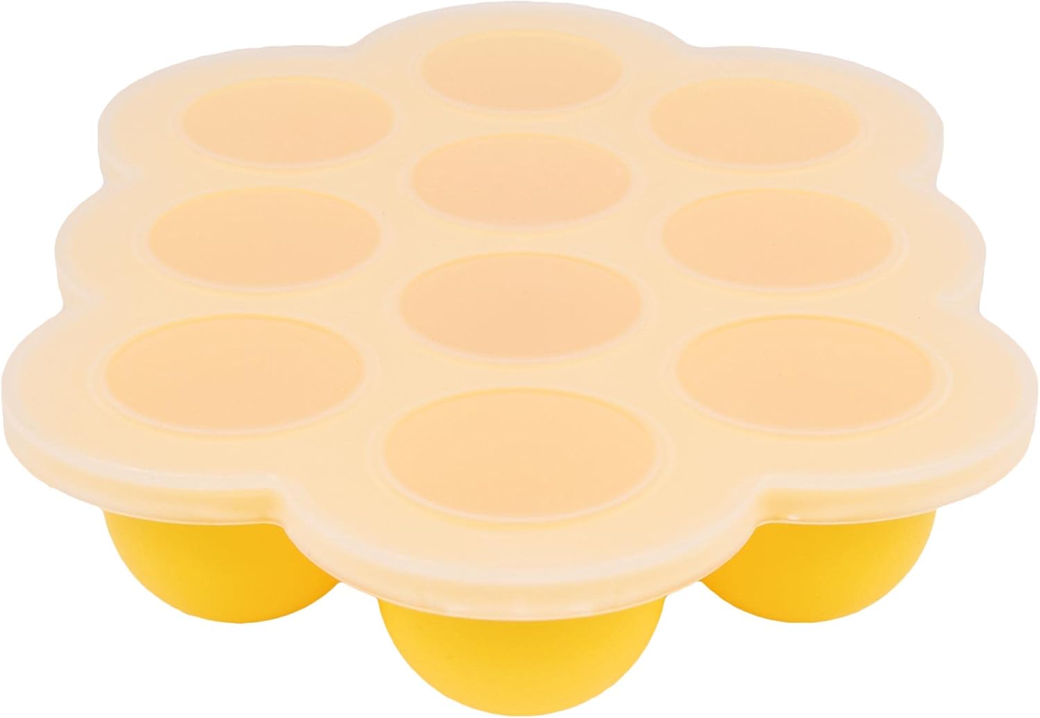 WeeSprout Silicone Freezer Tray with Clip on Lid Perfect Food Storage Container for Homemade Baby Food, Vegetable, Fruit Purees, and Breast Milk (Bright Yellow, Ten 1.5 Ounce Sections)