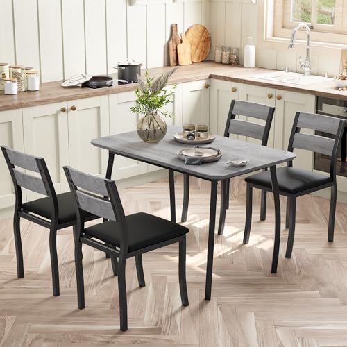 IDEALHOUSE Dining Table Set for 4 Modern Kitchen Table and Chairs Set with Ch...