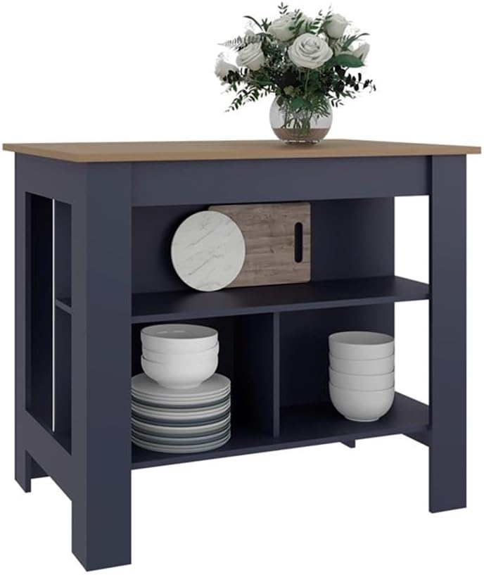 Pemberly Row Kitchen Island with Seating, 40.5 in Wide, Multi-Color Finish, T...