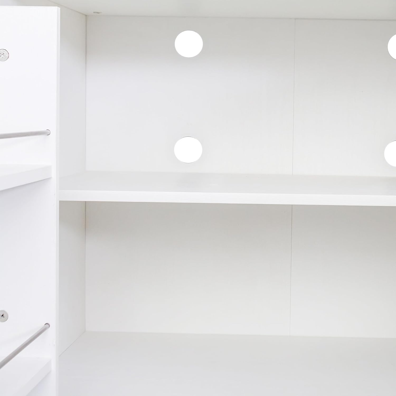Freestanding Kitchen Pantry with 4 Shelves, Single Door with 5 Shelves, Rectangular Storage Cabinet, Modern Minimalist, for Living Room, Dining Room, White