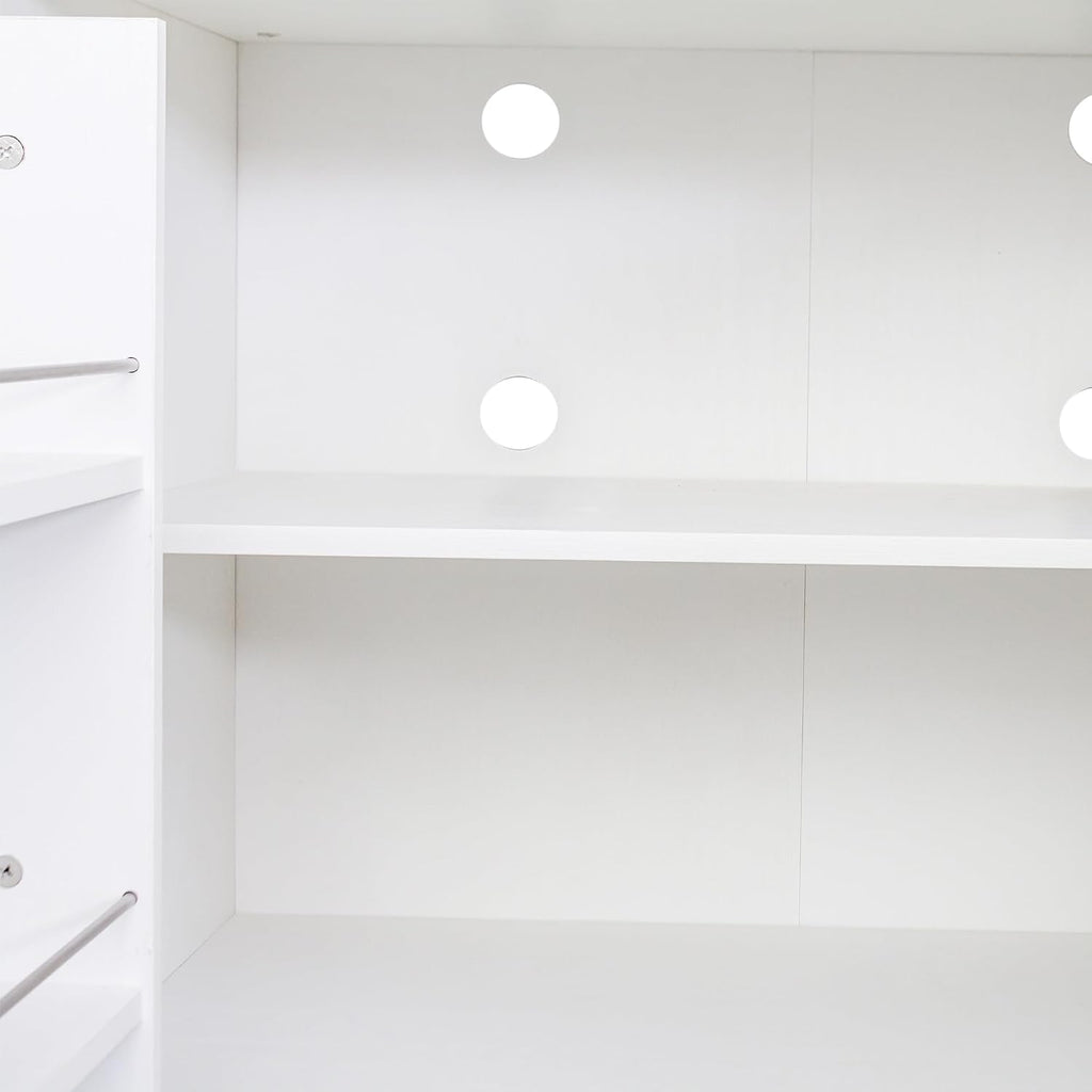 62.99in Kitchen Pantry Cabinet, Freestanding Buffet Cupboards Sideboard with Doors & Shelves, Kitchen Pantry Storage Cabinet Multiple Storage Space, for Living Dinning Room (White)