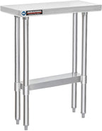 DuraSteel 30x12 Stainless Steel Work Table - NSF Commercial Prep Metal Table - Outdoor Pizza Oven Stand w/Under Shelf - Kitchen Island Laundry Utility Garage Microwave Stand Large Rolling Storage Cart