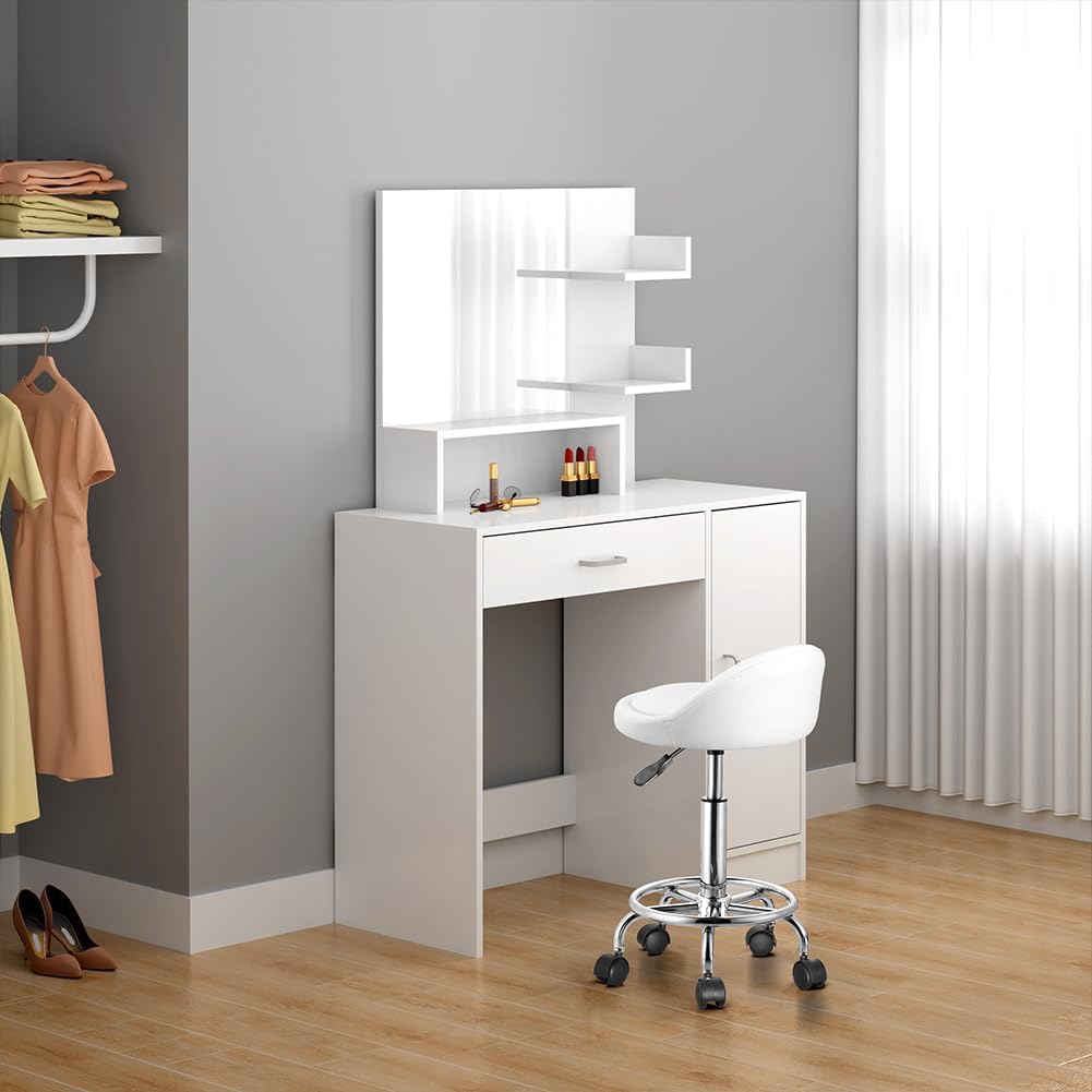 BAKAJI Ergonomic Faux Leather Stool - Minimalist Design