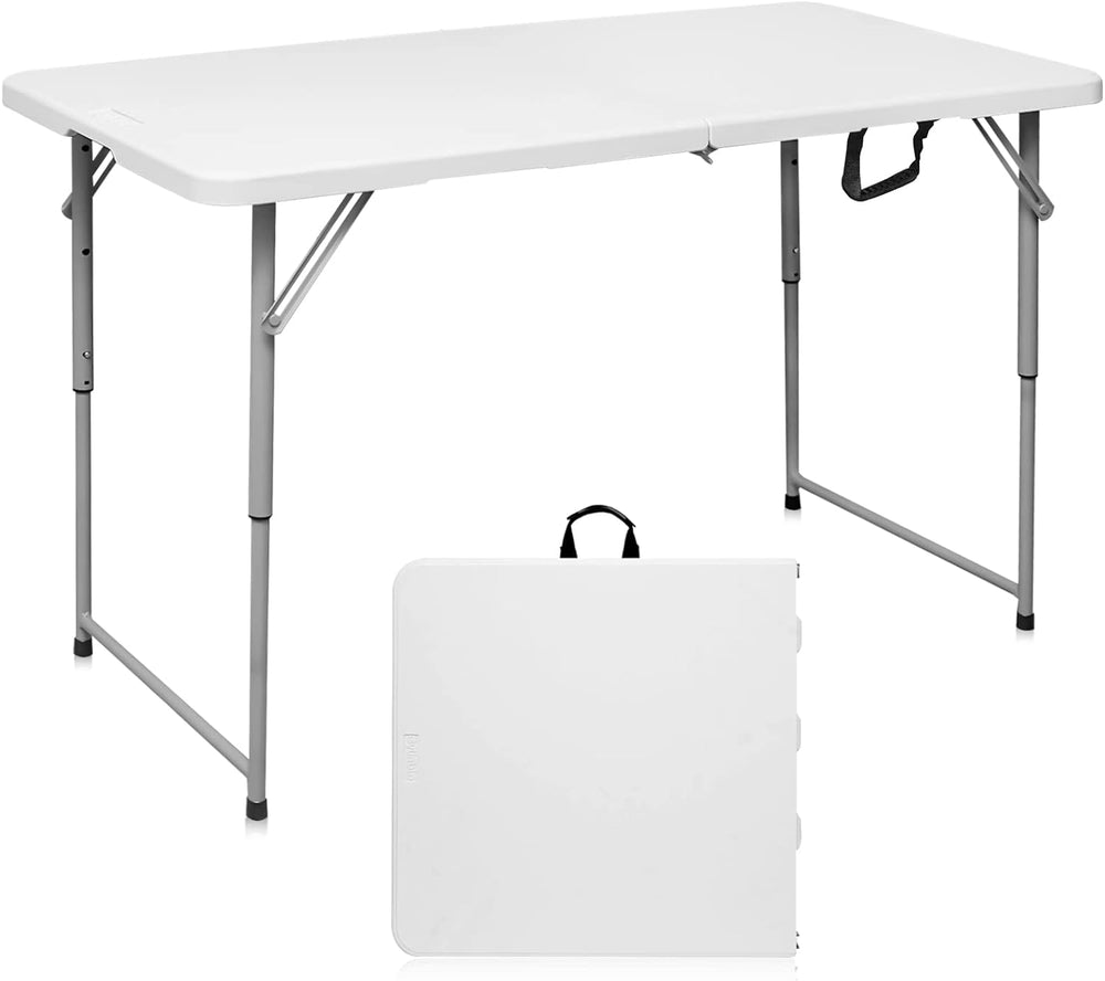 Folding Table 4 Foot,Portable Heavy Duty Plastic Utility Table,White | Adjust...