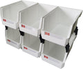 Storage Organizer Boxes,Wall Mount Storage Parts Rack,Stackable Shop Tool Bins for store Screws,Small Parts,Office Supplies and other Accessories White (6Pack-wh)