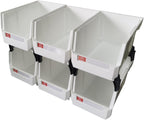 Storage Organizer Boxes,Wall Mount Storage Parts Rack,Stackable Shop Tool Bins for store Screws,Small Parts,Office Supplies and other Accessories White (6Pack-wh)