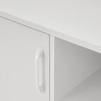 Panana Mid Century TV Stand Entertainment Center with 2 Doors, Wooden Medial Console Table for Living Room Furniture, 53.5" x 15" x 21.7" (White)