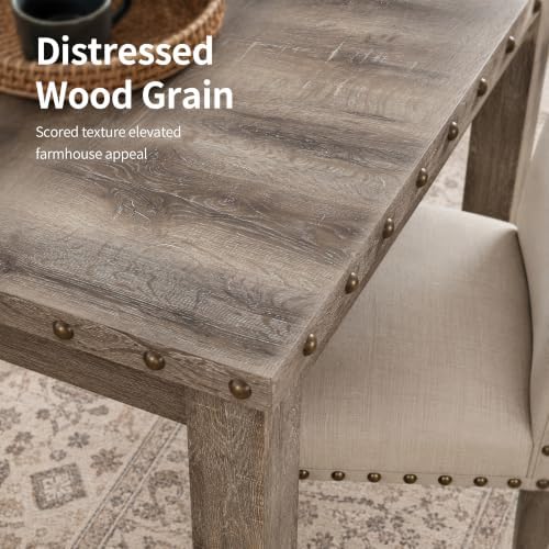 Modern Fort 7-Piece Farmhouse Dining Table Set for 6, 60" Rectangular Wo...