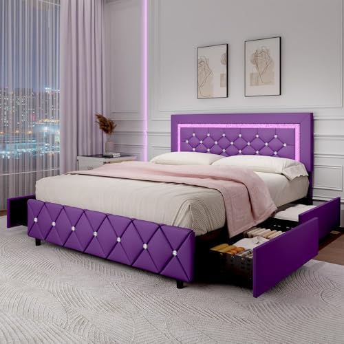 BarnFurin Full Size Bed Frame with Headboard, Faux Leather Upholstered Bed wi...