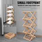 Bamboo Foldable Narrow Shoe Rack, The 9-Tier Bamboo Rack: 3-Tier, 6-Tier, and 9-Layers No-Assembly Storage Solution! Vertical Shoe Organizer Tall for Small Spaces Entryway Bedroom (White, 3 Tier)