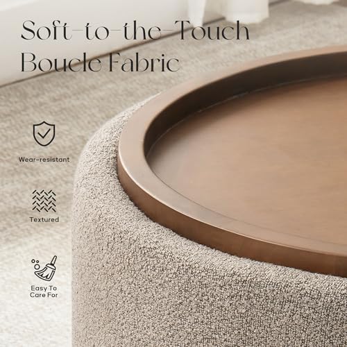 Zihanhome 30 Inch Round Storage Ottoman, Ottoman Coffee Table with Lift Off L...