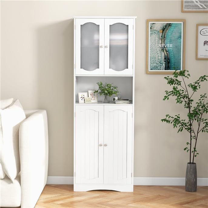 NAFORT Tall Storage Cabinet, Freestanding Cupboard with Adjustable Shelves, F...