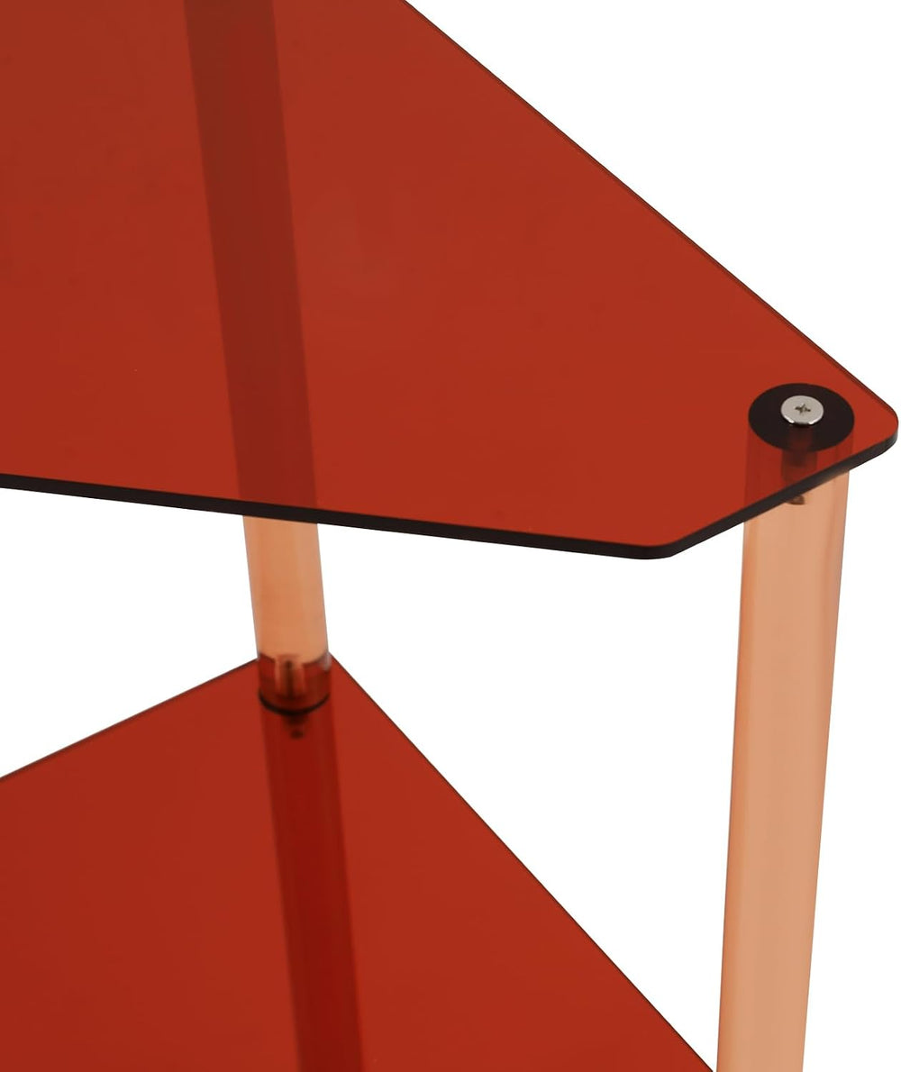 Brown Triangle Acrylic Side Table, 3 Tier Triangle End Table, 22.05lbs Capaci...