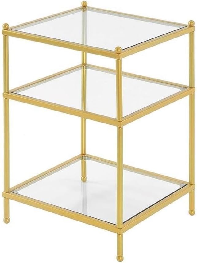 Pemberly Row Contemporary Gold Metal End Table, 16.25" W x 16.25" L...