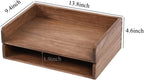 Desktop File Trays Stackable Paper Tray for Letter/A4 Size Magazine - Wood Office Document Organizer Shelf - Wooden Folder Organization Rack Desk Tray Pack of 2 Dark(2CTP-DK)