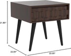 Bme Georgina Solid Wood Nightstands with Drawers - Fully Assembled Rustic Geometric Pattern Bedside Cabinet - Mid Century Modern Side Table for Living Room, Bedroom