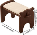 Composite Footstool Dog Shaped Stool Ottoman Bench Seat Low Stool Footrest with Sturdy Rubberwood Base Padded and Rounded Edges Suitable for Apartments dorms Small, Walnut