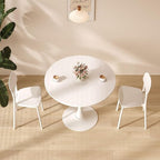 24" Round Dining Table for 2 MDF Table Top and Heavy Metal Dining Table Leg for Kitchen Dining Room Apartment Small Space(White)