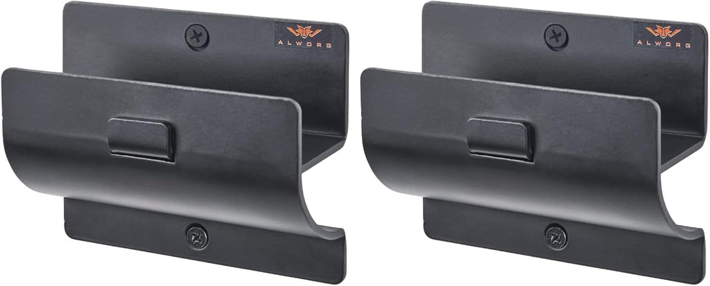 Ladder Hanger set of 2 For Garage Wall - Black Heavy Duty Utility Hook For Wall Mount Ladder Storage. Versatile Tool Holder To Maximize Space In Shed, Workshop, Garden, Hang Wheelbarrow, Folding Chair