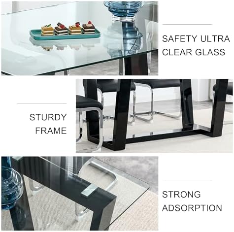 Ebullient Glass Dining Table Set for 4, Modern Dining Table Set for 4, Temper...