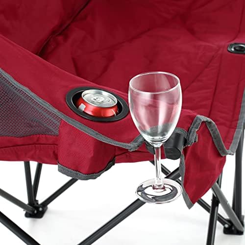 ARROWHEAD OUTDOOR Portable Folding Double Duo Camping Chair Loveseat w/ 2 Cup...