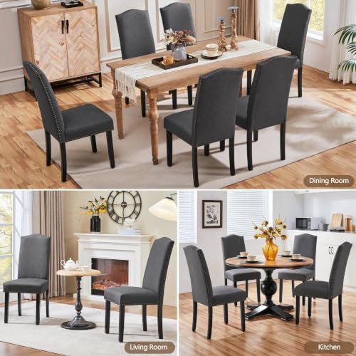 Yaheetech Dining Chairs Set of 4 High Back Parson Chairs Dark Gray