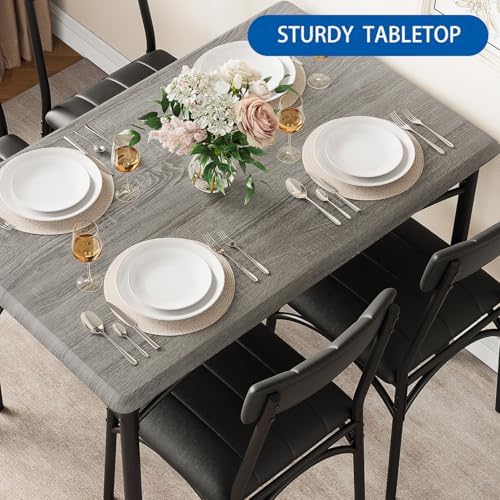 IDEALHOUSE Dining Table Set for 4, Kitchen Table and Chairs for 4 with Uphols...