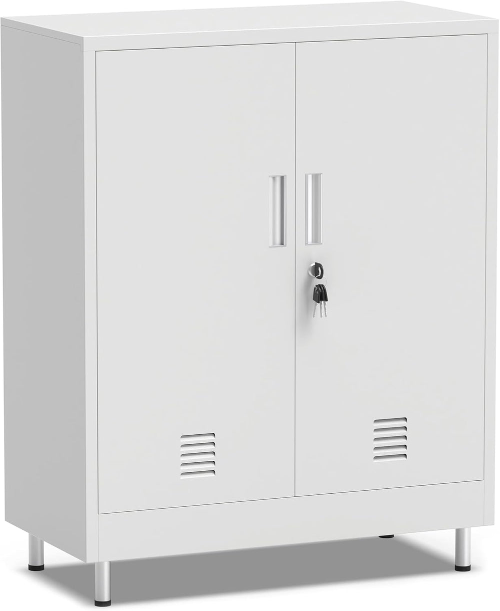 JINGUR Metal Storage Cabinet with Locking Doors and 2 Adjustable Shelves, Loc...