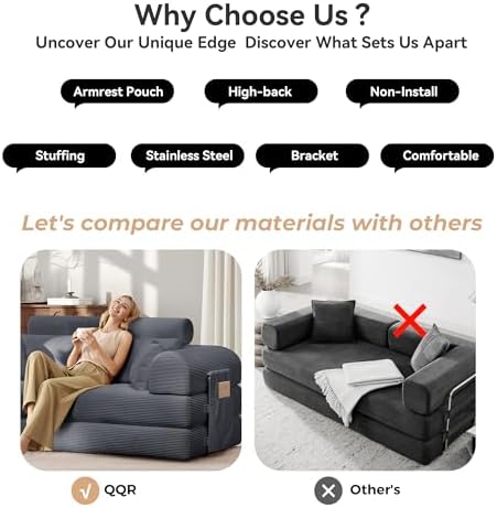 79"Round Arm Sofa with High Backrest Pillow for Living Room (Dark Gray) ...