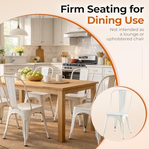 Metal Dining Chairs Set of 2,Distressed White