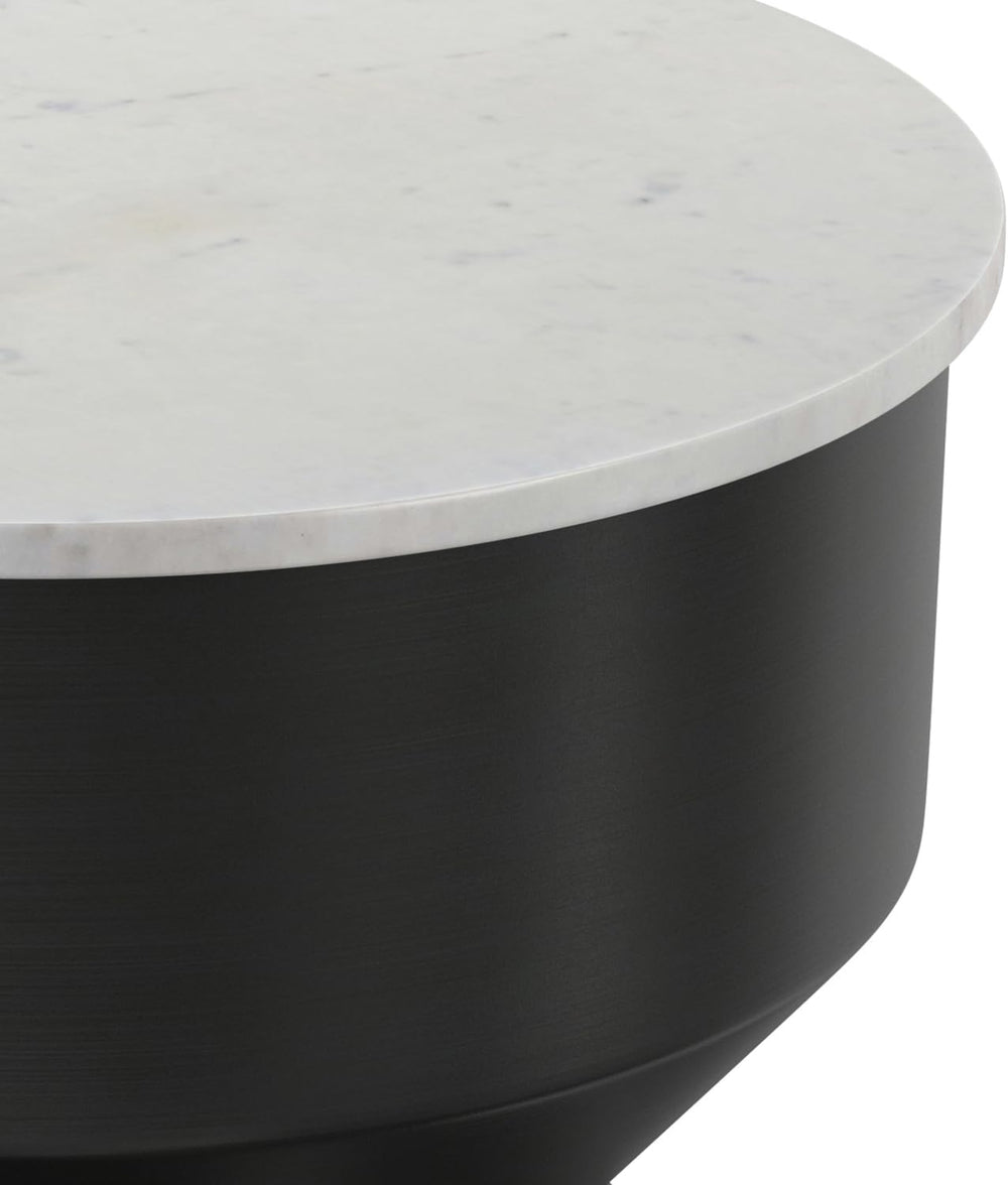SIMPLIHOME Maxine Side Table - 18 inch Wide Genuine Marble Top Round Accent T...