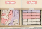 4 Piece Drawer Organiser,Collapsible Non-Woven Sorting Box,Closet Divider For Underwear,Socks,Bras,Ties (Khaki)