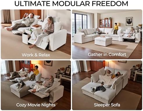 103" Modular Power Reclining Sectional 2 Seater Loveseat Sofa, Chenille ...